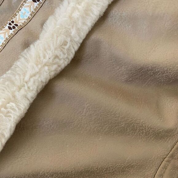 Paramount Tan Cream Hooded Faux Fur Coat Peacoat Small Penny Lane Princess - Picture 6 of 8